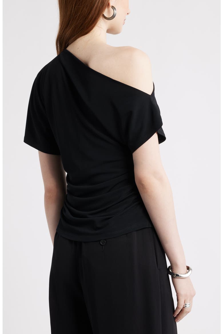 One Shoulder Drape Knit Top, Alternate, color, BLACK