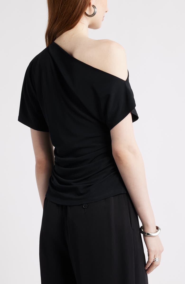 Nordstrom One Shoulder Drape Knit Top, Alternate, color, Black