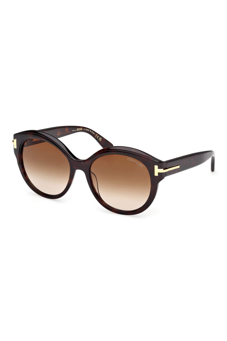 Icon 57mm Gradient Round Sunglasses, Alternate, color, SHINY DARK HAVANA BEVELED