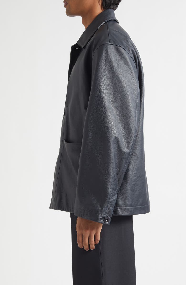 Lemaire Leather Workwear Jacket, Alternate, color, Asphalt