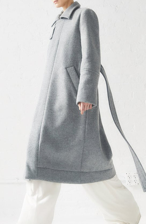 Caalo Sustainable Down Wool Over Coat In Gray