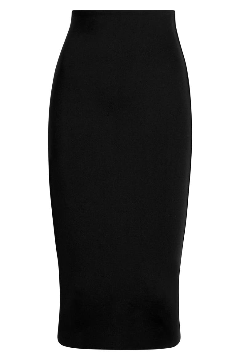 Neoprene Ceo Midi Skirt, Alternate, color, BLACK