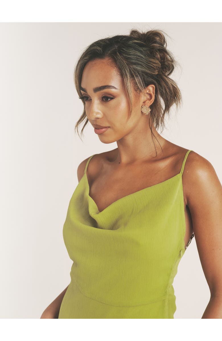 Six Stories Ava Cowl Neck Chiffon Mini Dress, Alternate, color, Green