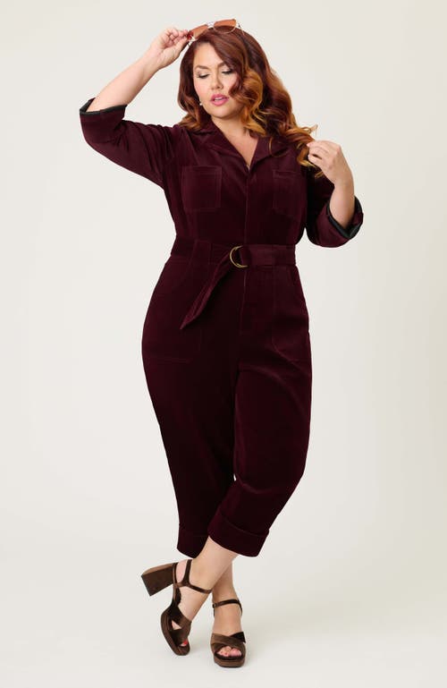 Unique Vintage Plus Size Trixie Jumpsuit In Burgundy
