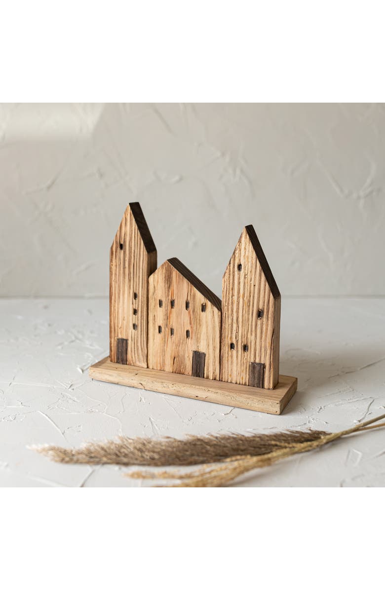 Foreside Home and Garden Rustic Village Decorative Accent Natural Wood, Alternate, color, Brown