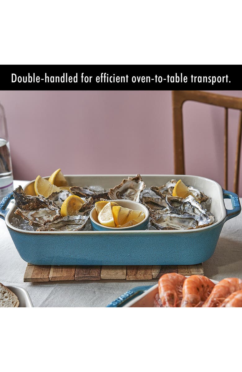 Staub Rustic Turquoise 2-Piece Rectangular Baking Dish Set, Alternate, color, Rustic Turquoise