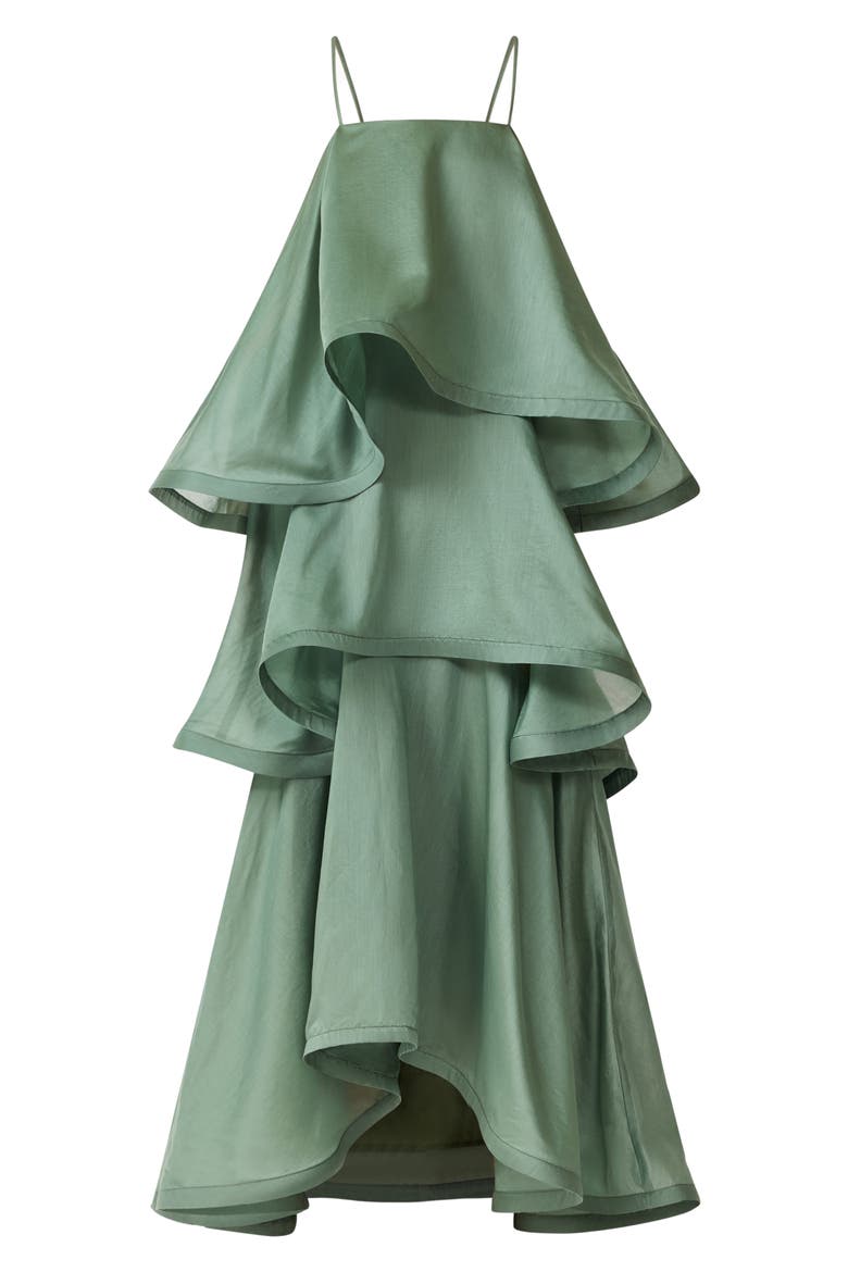 Noemi Tiered Voile Maxi Dress, Alternate, color, SAGE GREEN