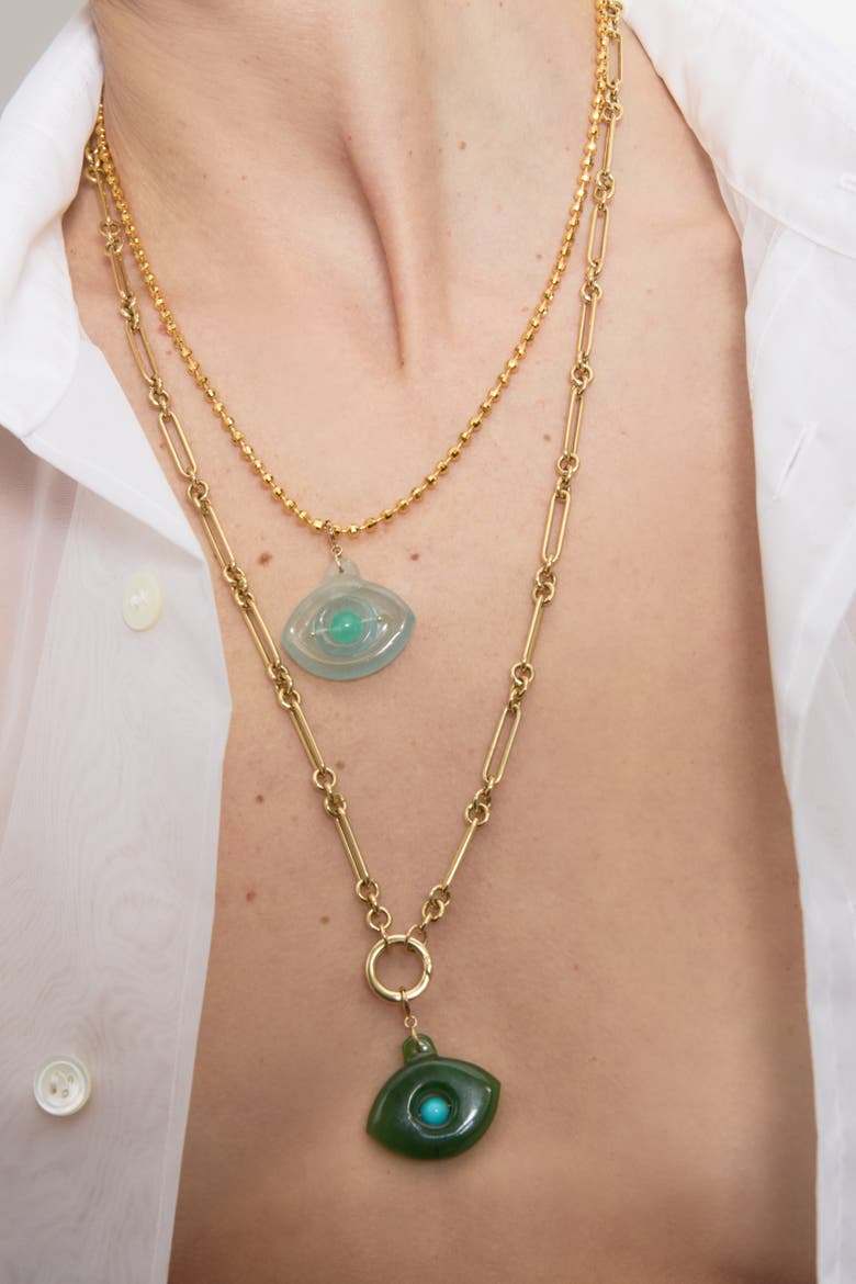 Jade and Turquoise Hand-Carved Eye Charm, Alternate, color, Jade/Turquoise
