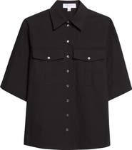 Michael Kors Collection Safari Washed Cotton Poplin Camp Shirt