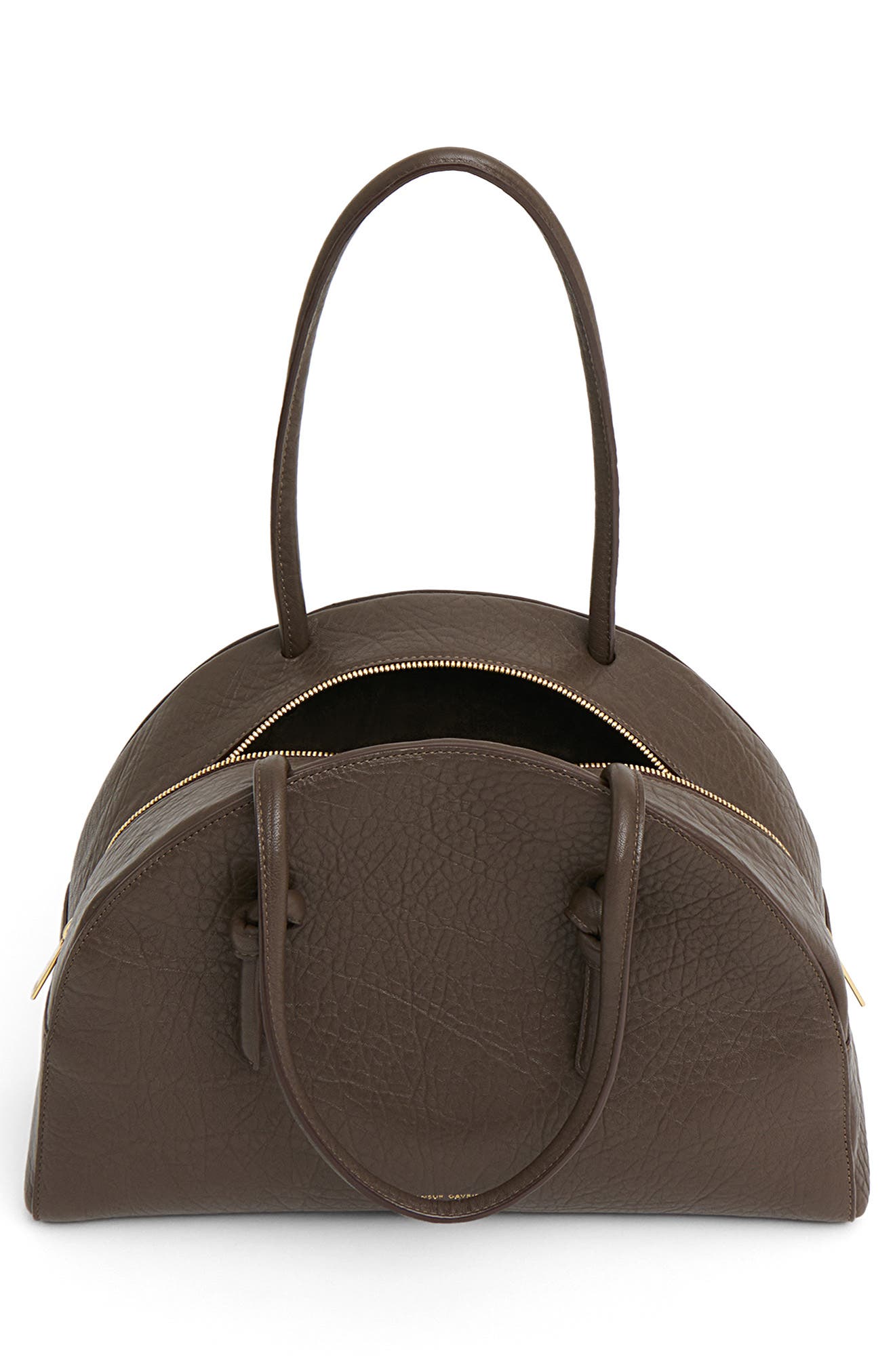 Mansur Gavriel Fortuna Leather Bowling Bag, Alternate, color, Ebony