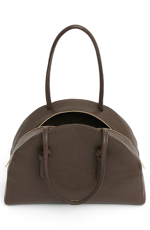 Mansur Gavriel Fortuna Bowling Bag In Ebony Stamped Lambskin