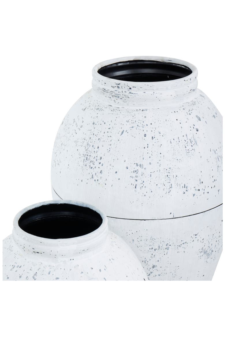 Set of 2 Metal Vases, Alternate, color, WHITE