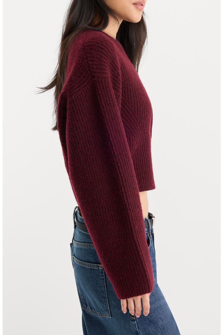 The Chunky Knit Crewneck Sweater, Alternate, color, BERRY NOIR