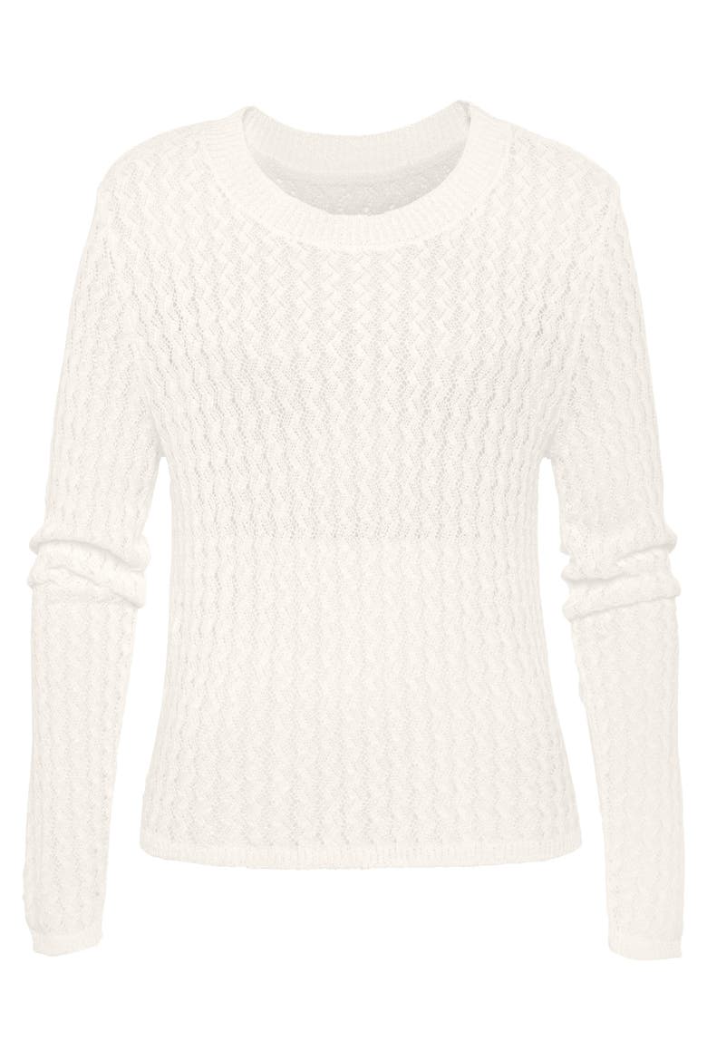 Open Knit Crew Neck Sweater, Alternate, color, Ivory