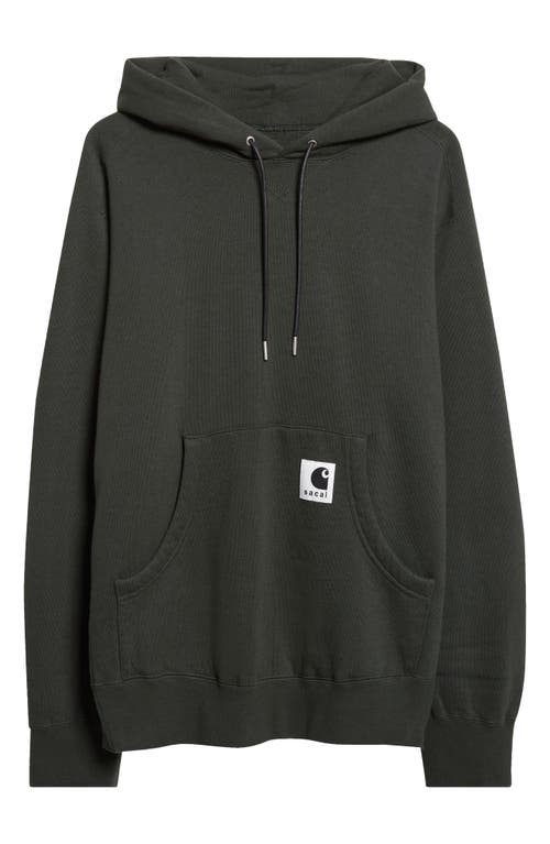 Sacai Carhartt Wip Square Label Hoodie In Green