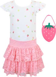 Zunie Kids' Strawberry Dress & Handbag Set