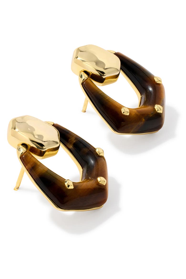 Embry Gold Open Frame Earrings, Alternate, color, GOLD DARK BROWN TIGERS EYE