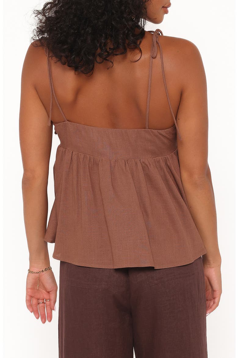 Zephyra Tie Strap Babydoll Camisole, Alternate, color, BROWN