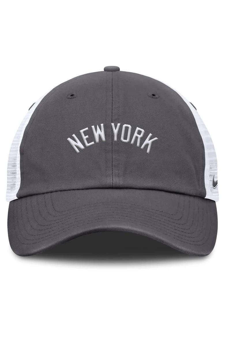 Men's Nike Gray New York Yankees Wordmark Club Adjustable Trucker Hat, Alternate, color, Gray