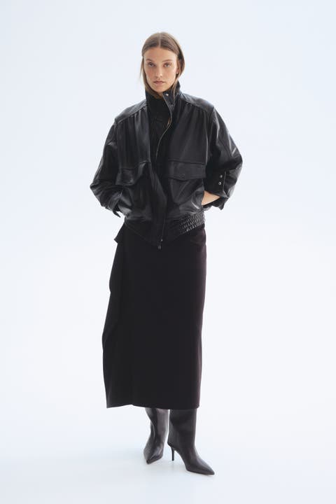 Flounced midi skirt