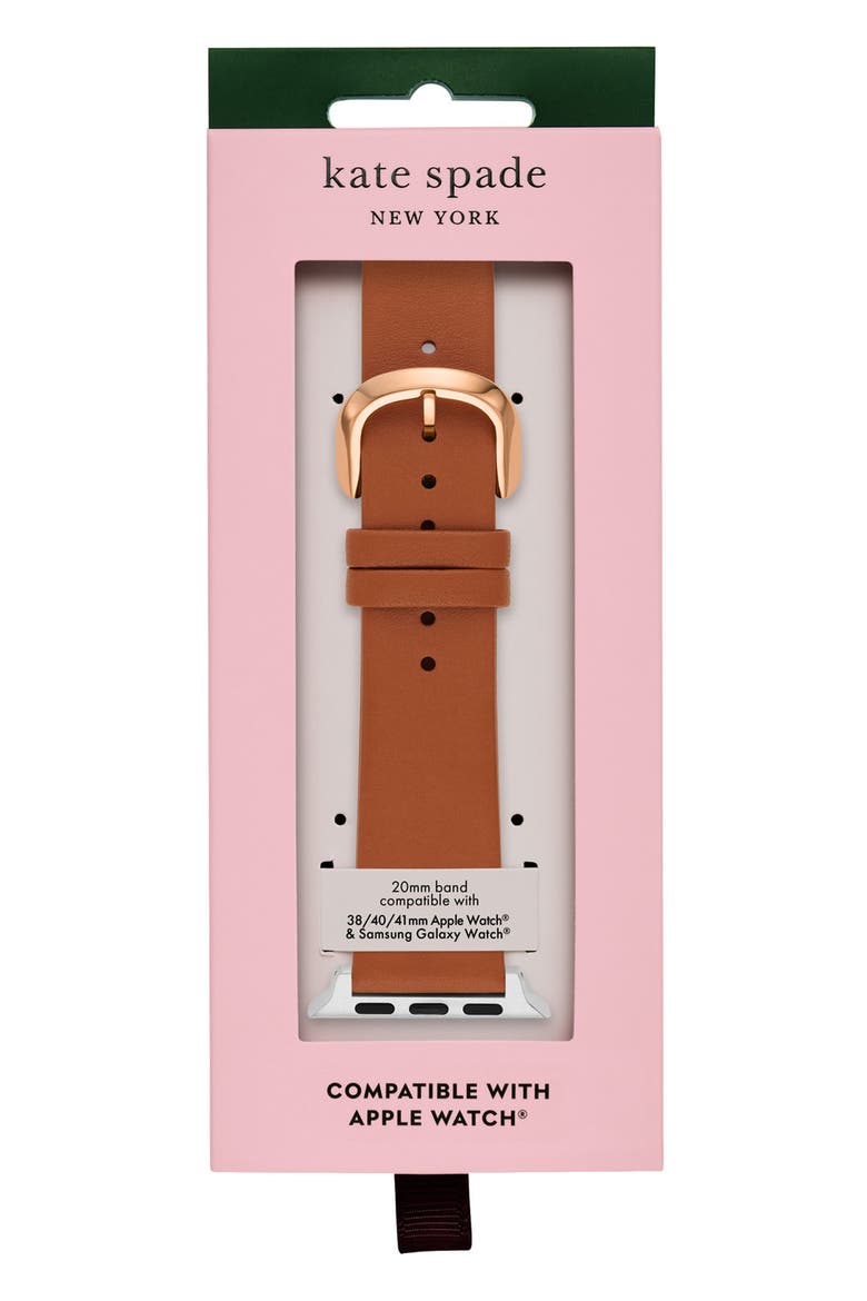 leather 20mm Apple Watch® watchband, Alternate, color, BROWN