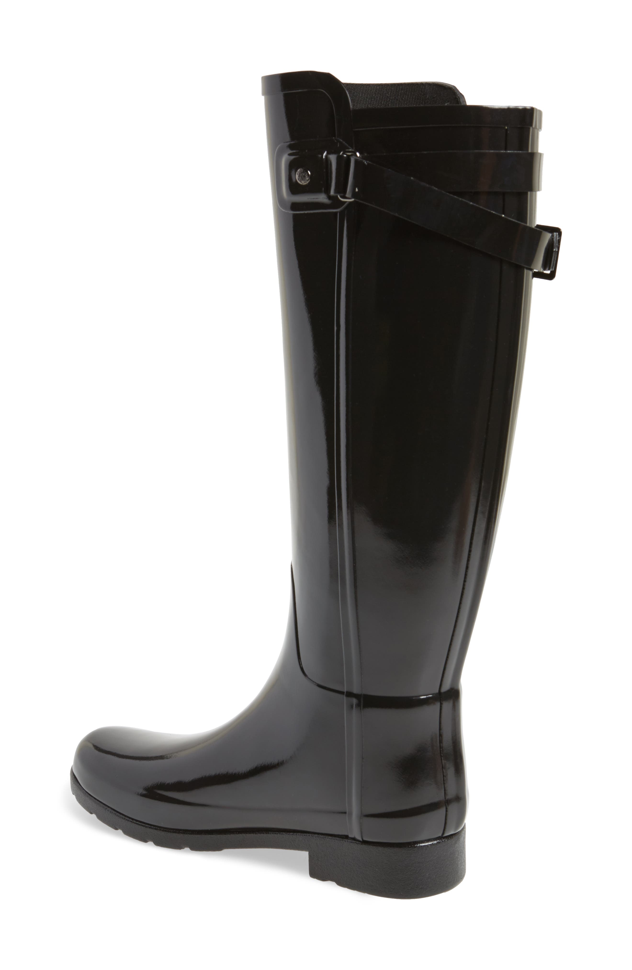 Original Refined High Gloss Rain Boot, Alternate, color, BLACK