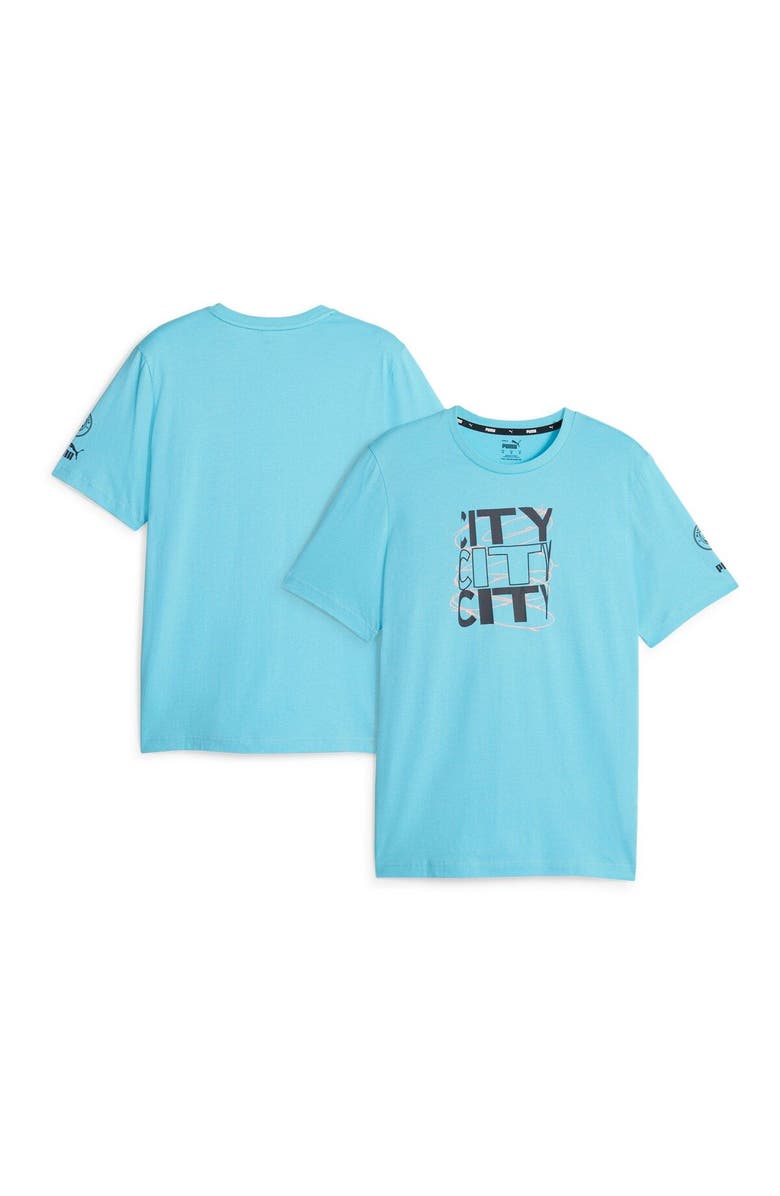 PUMA Men's Puma Sky Blue Manchester City FtblCore Graphic T-Shirt, Main, color, Blue