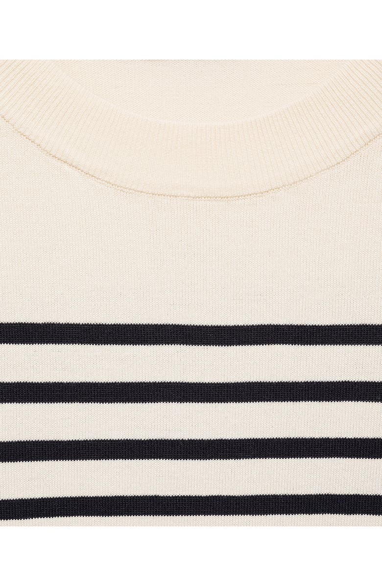 MANGO Button Stripe Short Sleeve Sweater, Alternate, color, 