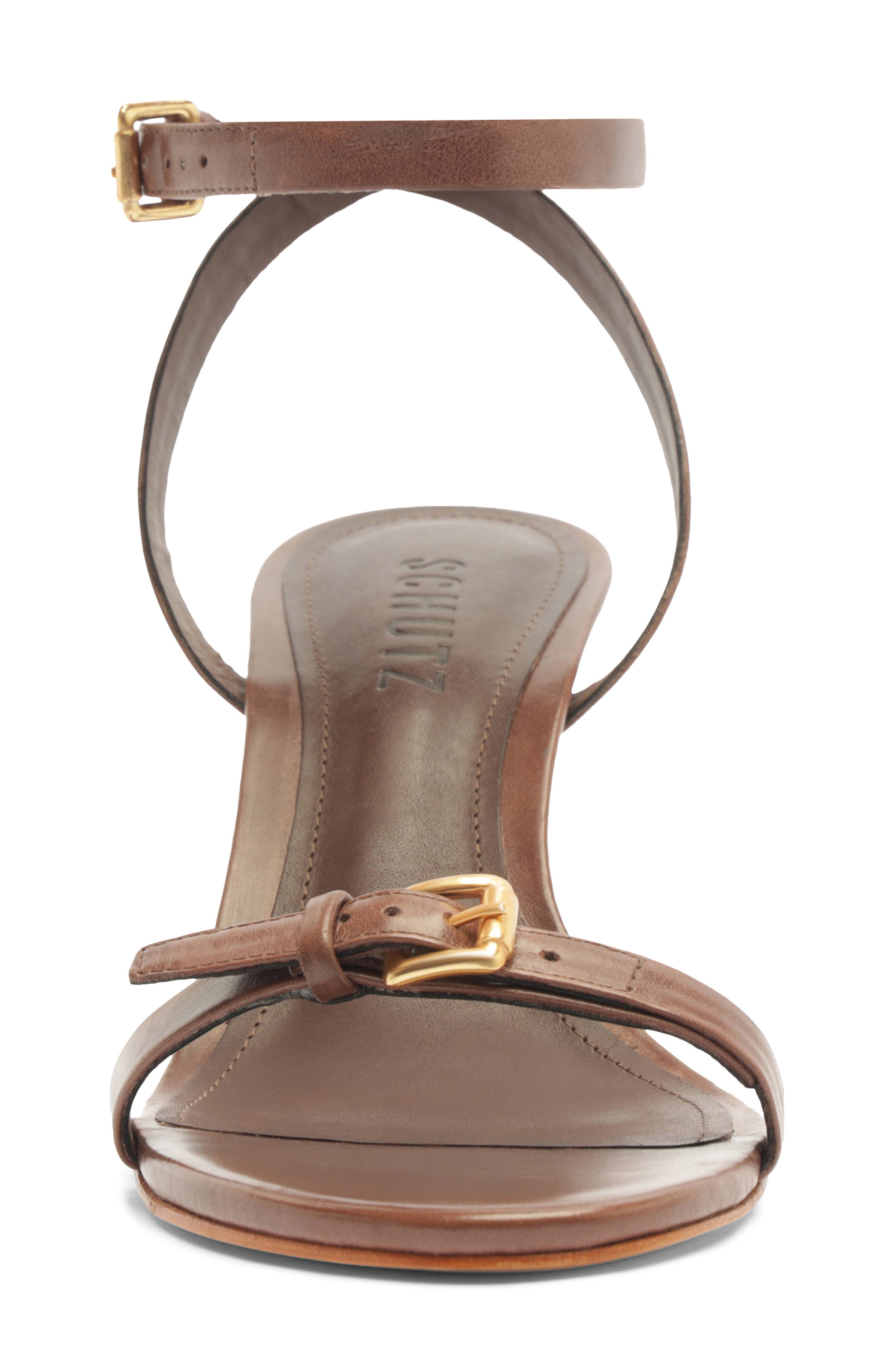 Schutz Aurora Mid Ankle Strap Sandal, Alternate, color, Root Brown