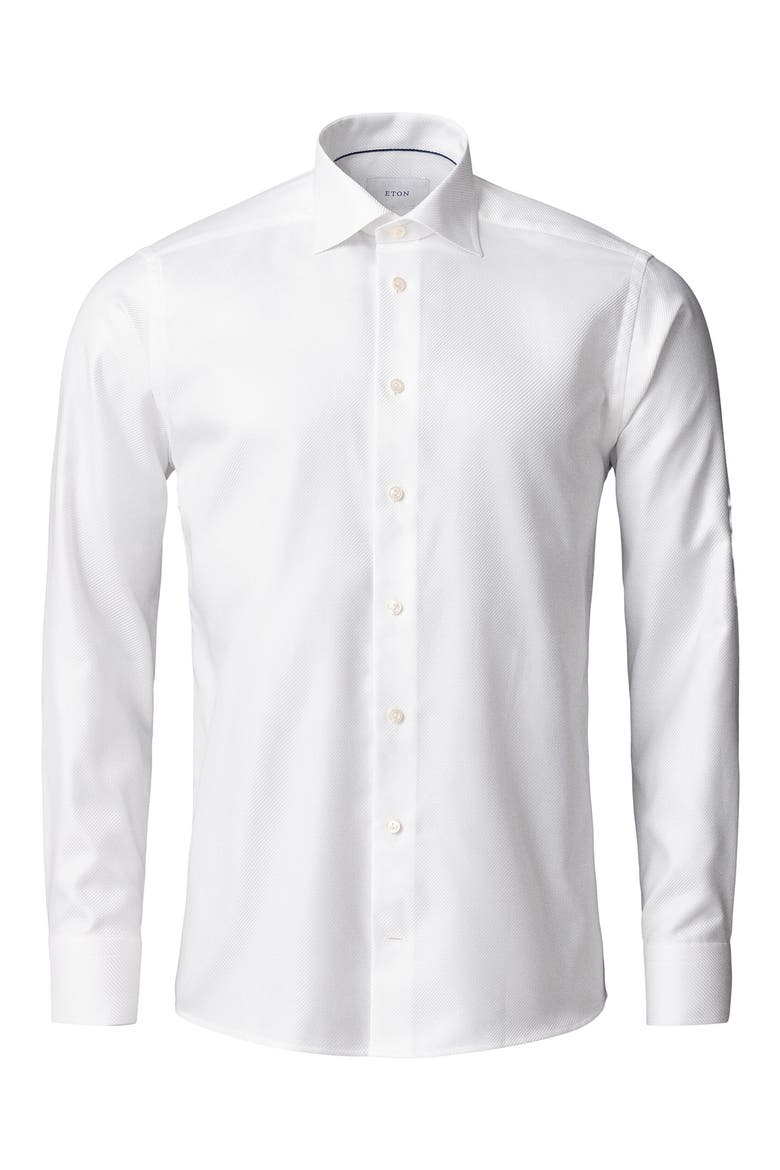 Slim Fit Textured Stripe Cotton Dress Shirt, Alternate, color, WHITE
