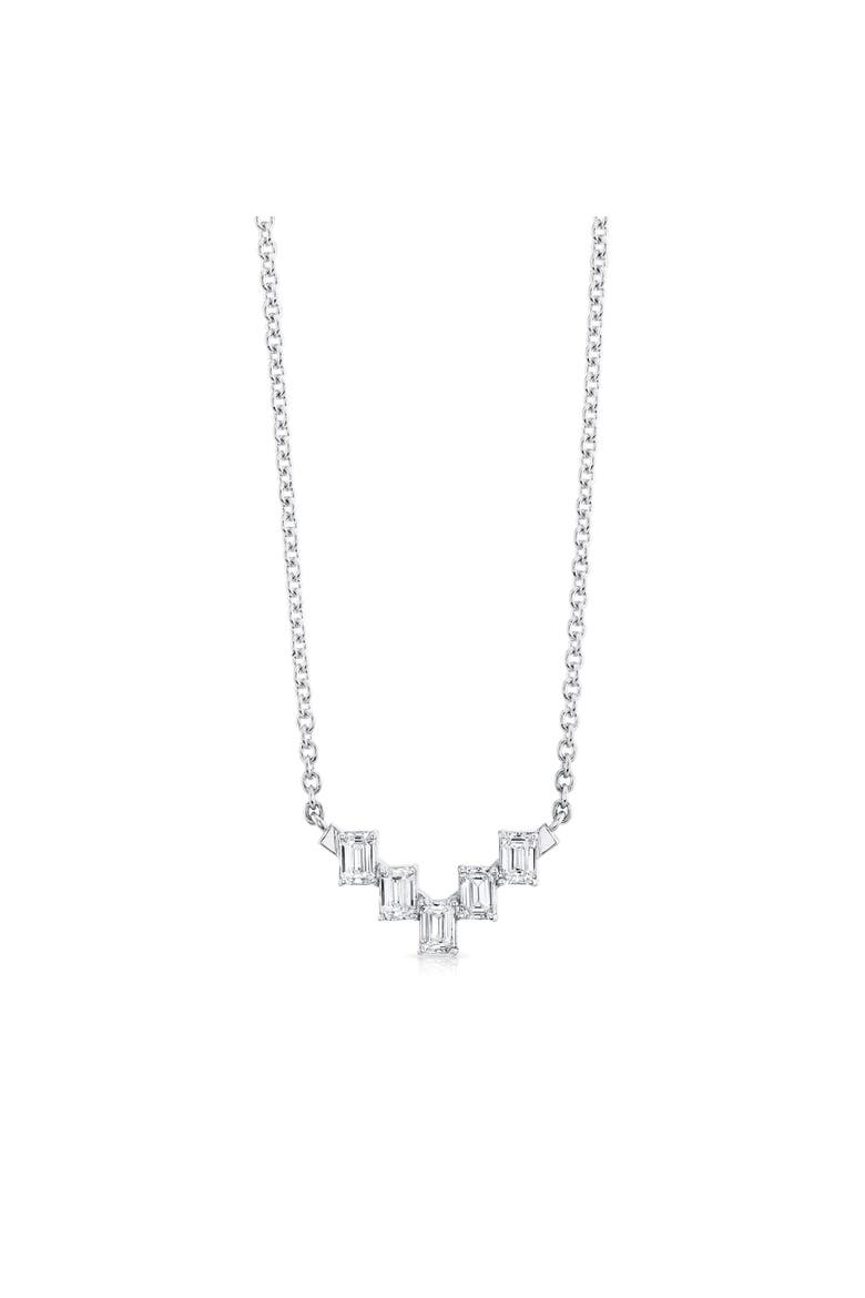 Mini Montage Emerald Cut Diamond Chevron Necklace, Alternate, color, 18K Yellow Gold
