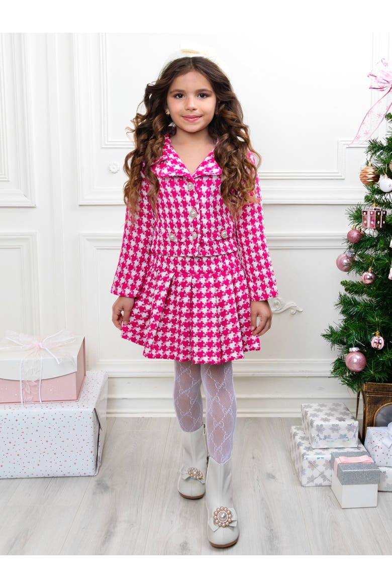 Cute Festive Jacket and Pleated Skirt Set, Alternate, color, Pink