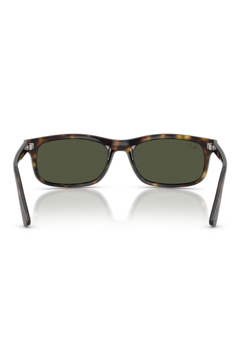 57mm Rectangular Sunglasses, Alternate, color, HAVANA / GREEN