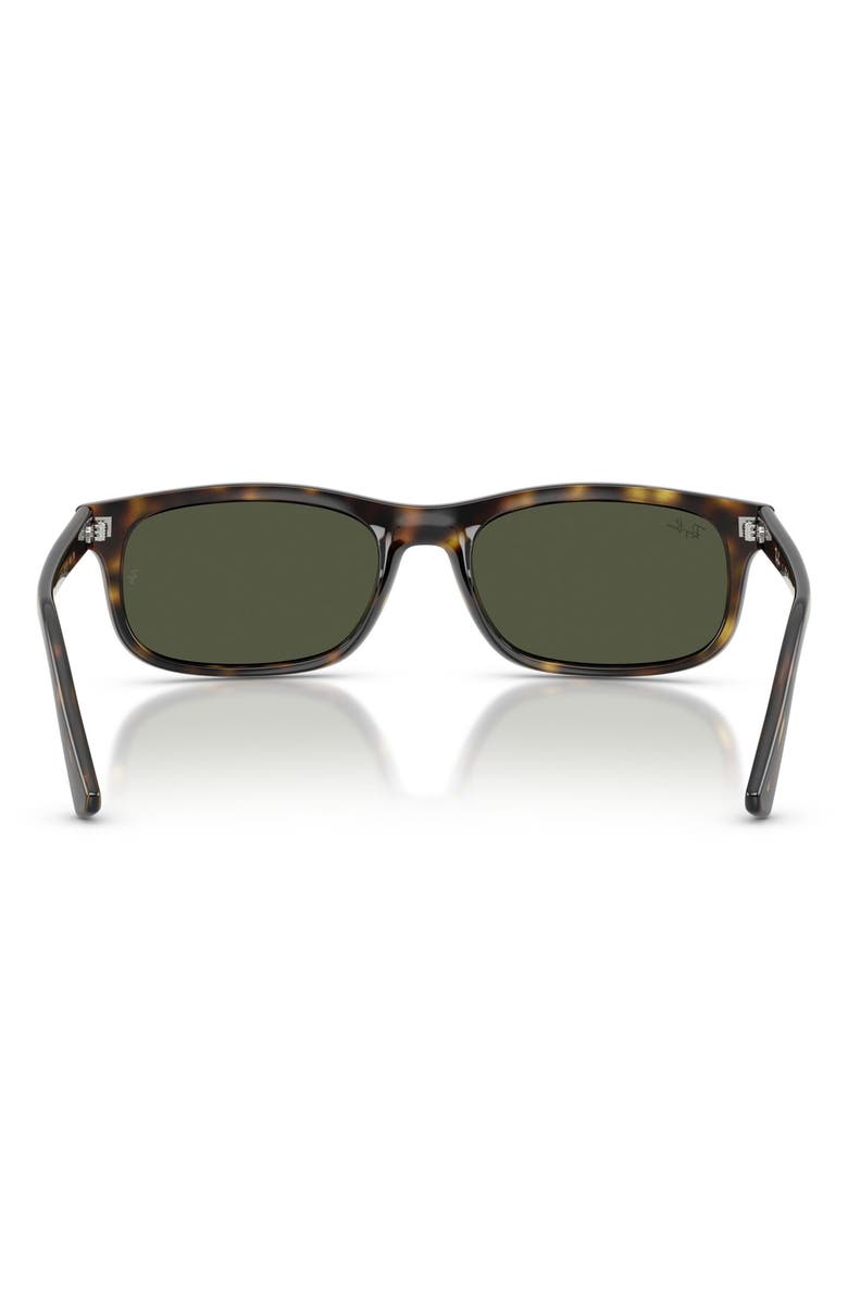 Ray-Ban 57mm Rectangular Sunglasses, Alternate, color, Havana / Green
