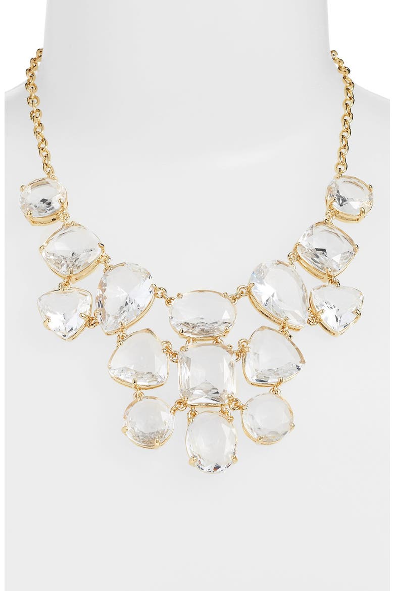 'vegas jewels' bib necklace, Alternate, color, CLEAR/ GOLD