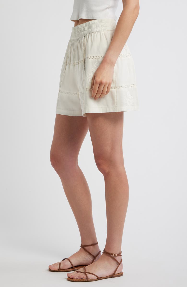 Marine Layer Marella Embroidered Shorts, Alternate, color, Antique White