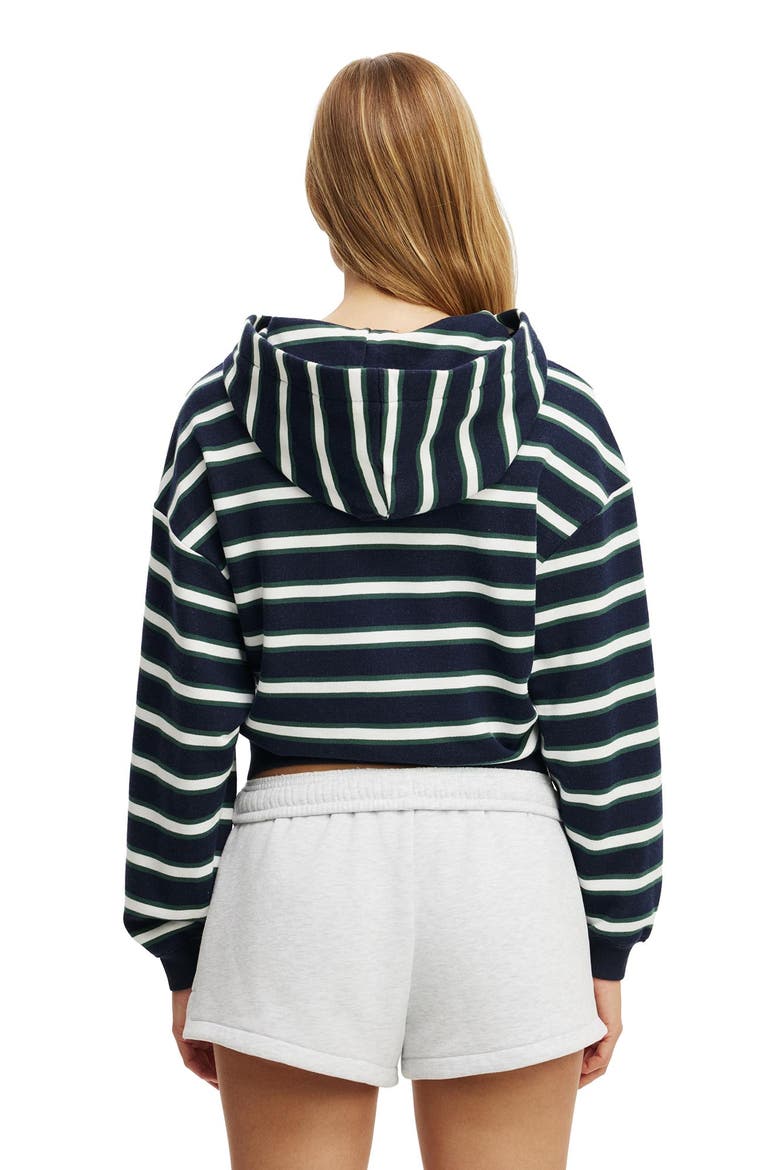 Women's Active Fleece Zip Through Hoodie, Alternate, color, Prep Sport Navy Stripe