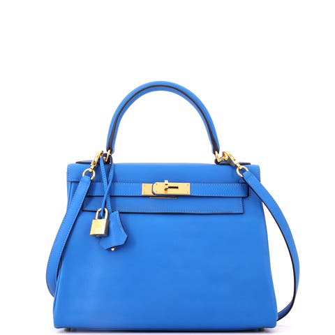 Kelly Handbag Blue Evercolor with Gold Hardware 28