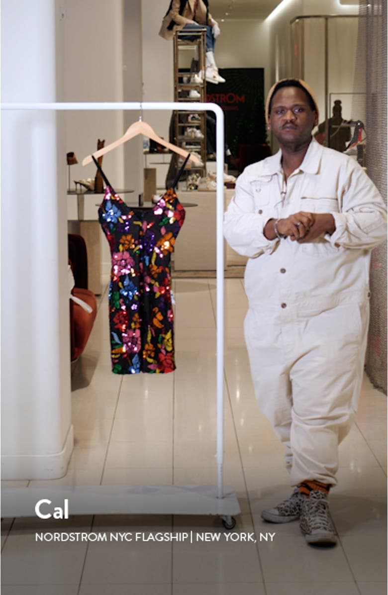 Kiernan Floral Sequin Cocktail Minidress, sales video thumbnail