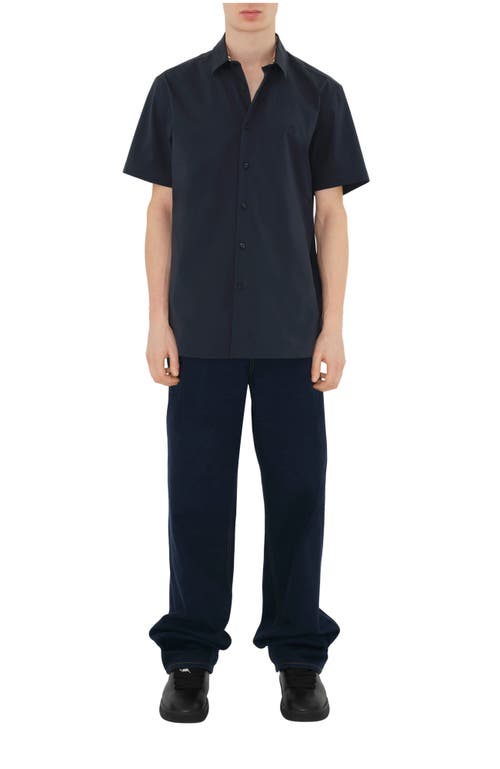 Burberry Stretch-cotton Ekd-embroidered Slim Shirt In Blue
