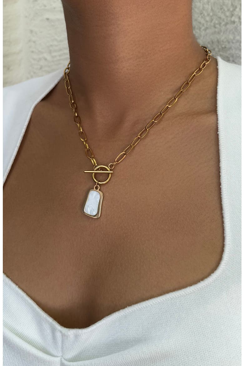 Mother-of-Pearl Pendant Necklace, Alternate, color, WHITE