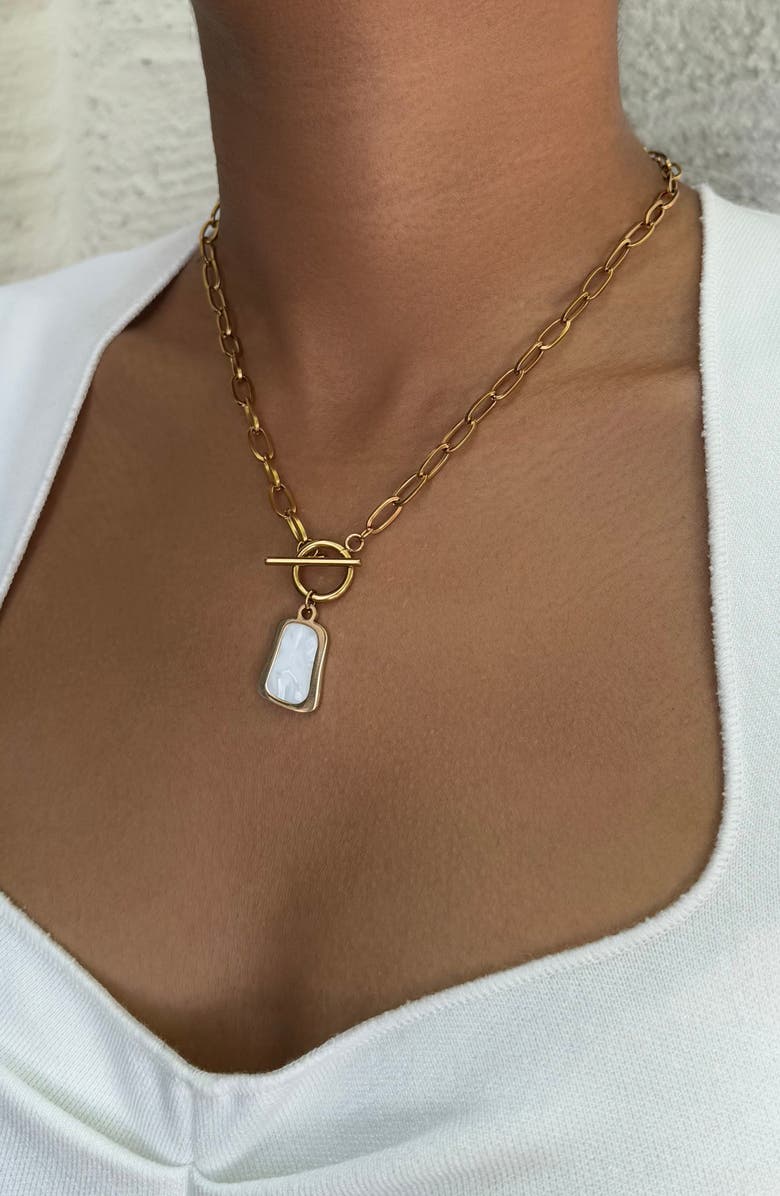 Adornia Mother-of-Pearl Pendant Necklace, Alternate, color, White