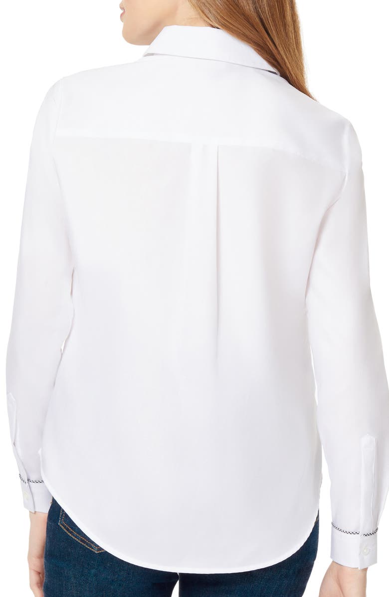 Jones New York Piped Cotton Button-Up Shirt, Alternate, color,