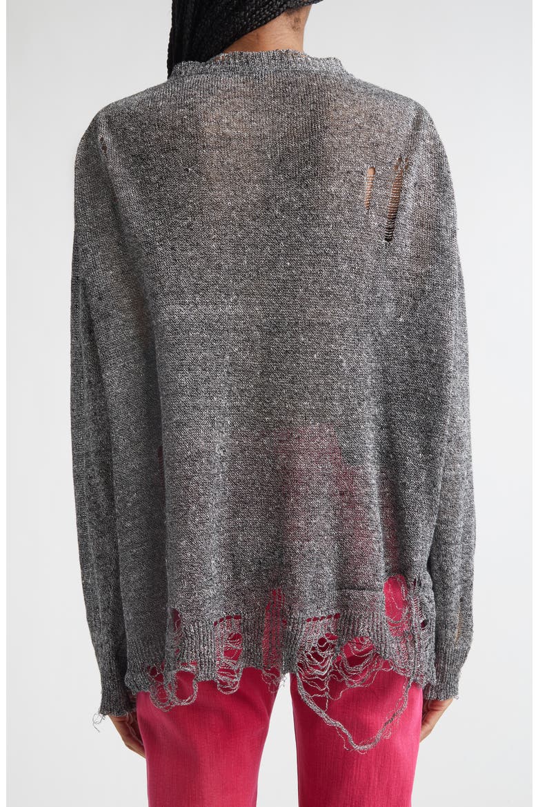 Ripped Linen Cardigan, Alternate, color, BLACK MULTI
