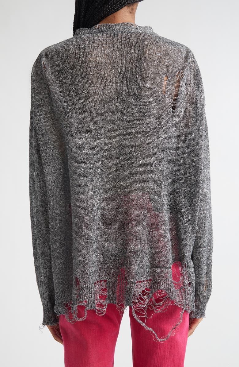 R13 Ripped Linen Cardigan, Main, color, Black Multi