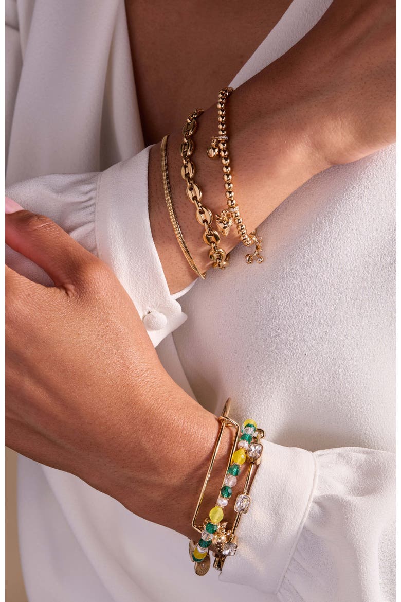 Summer Fruits Charm Stretch Bracelet, Alternate, color, Gold
