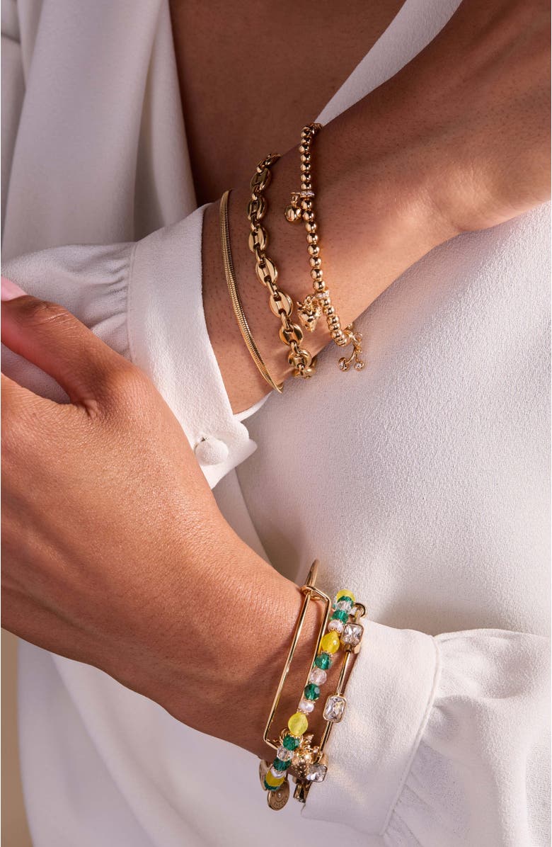 Alex and Ani Summer Fruits Charm Stretch Bracelet, Alternate, color, Gold