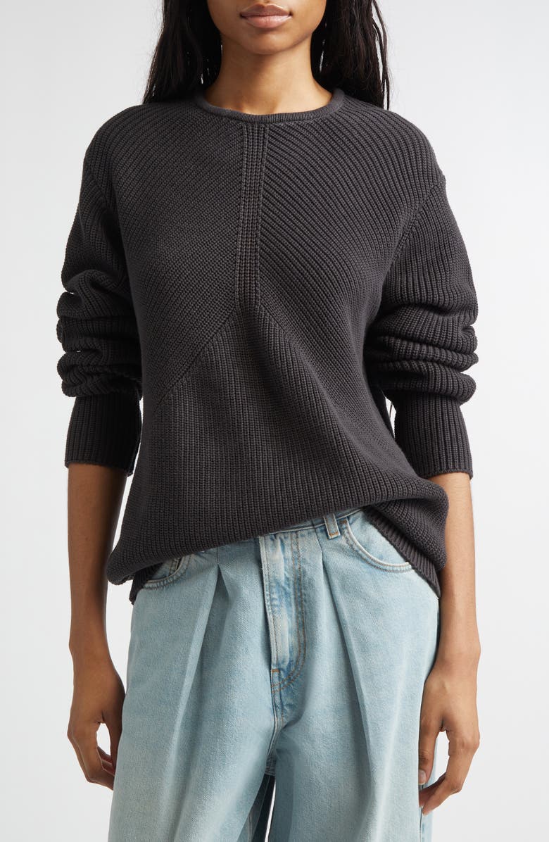 EMILY DAWN LONG Ribcage Cotton Crewneck Sweater, Alternate, color, Diesel