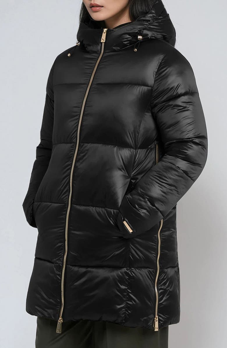 Noize Alicia Water Resistant Hooded Parka Puffer Jacket, Alternate, color, Black