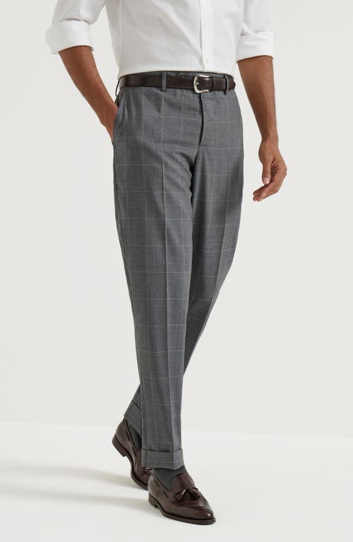 Brunello Cucinelli Check-pattern Wool Trousers In Gray